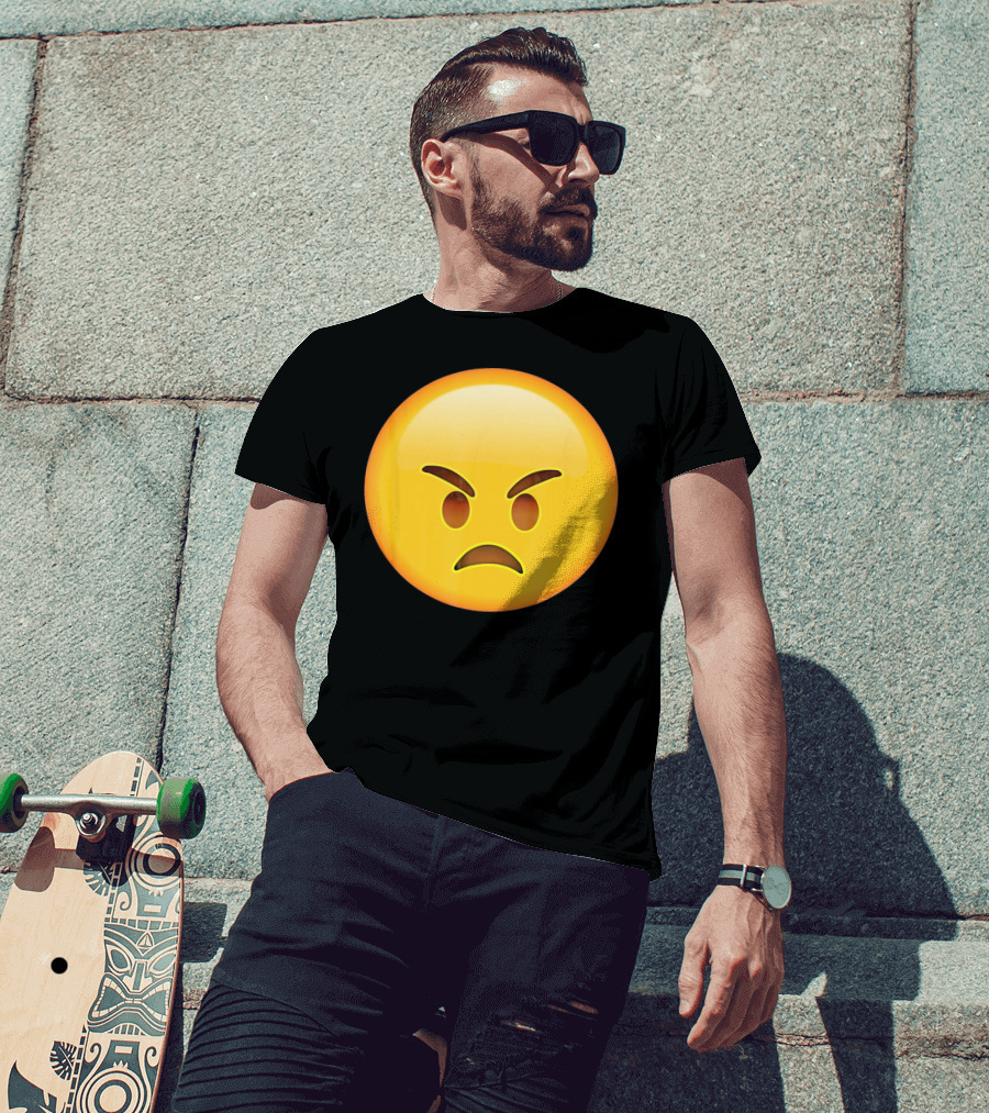Emoji Angry Face Emoticon Mad Grumpy Upset T-Shirt