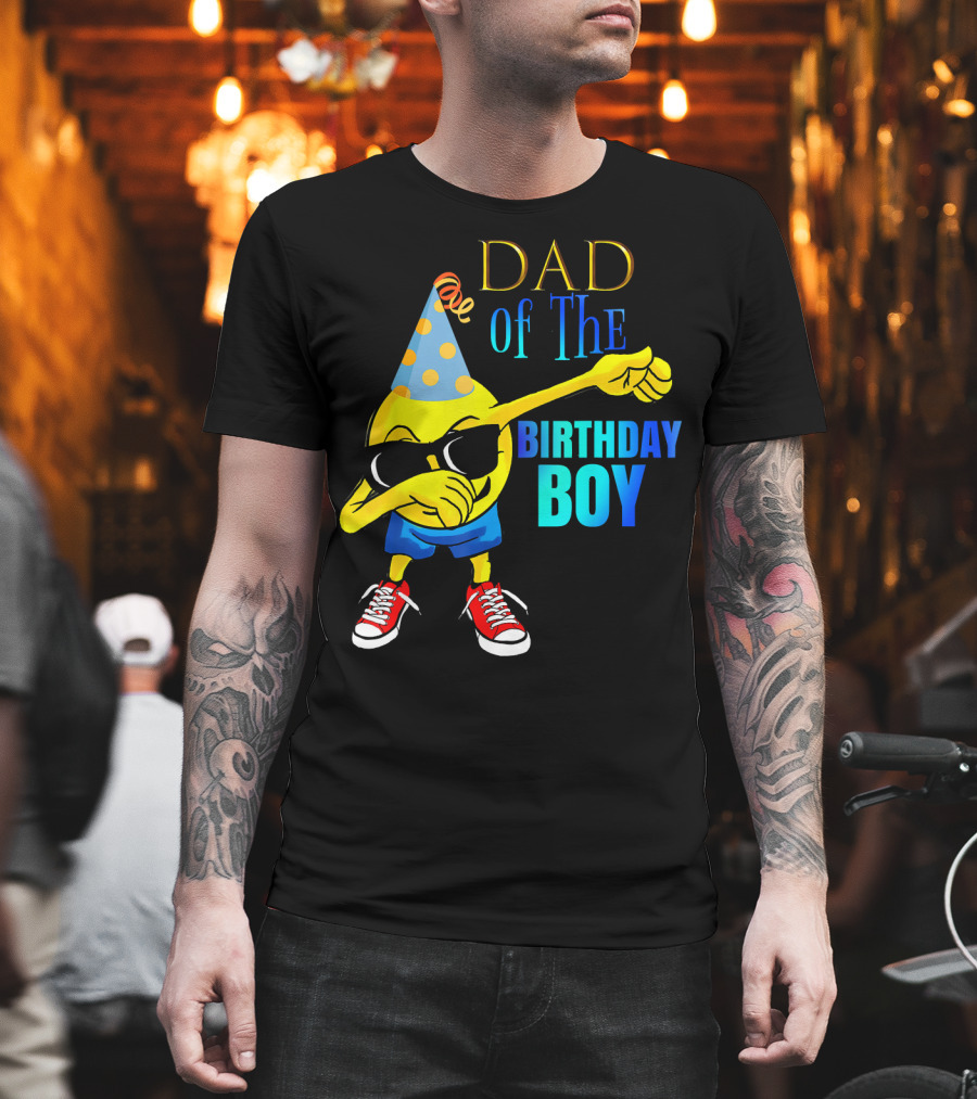 Dad of the Birthday Boy Cool Dancing Dabbing Emoji T-Shirt
