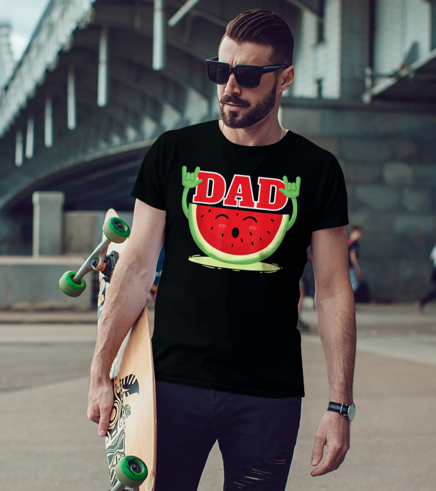 Mens Watermelon Dad Melon Rock Hands Juicy T-Shirt