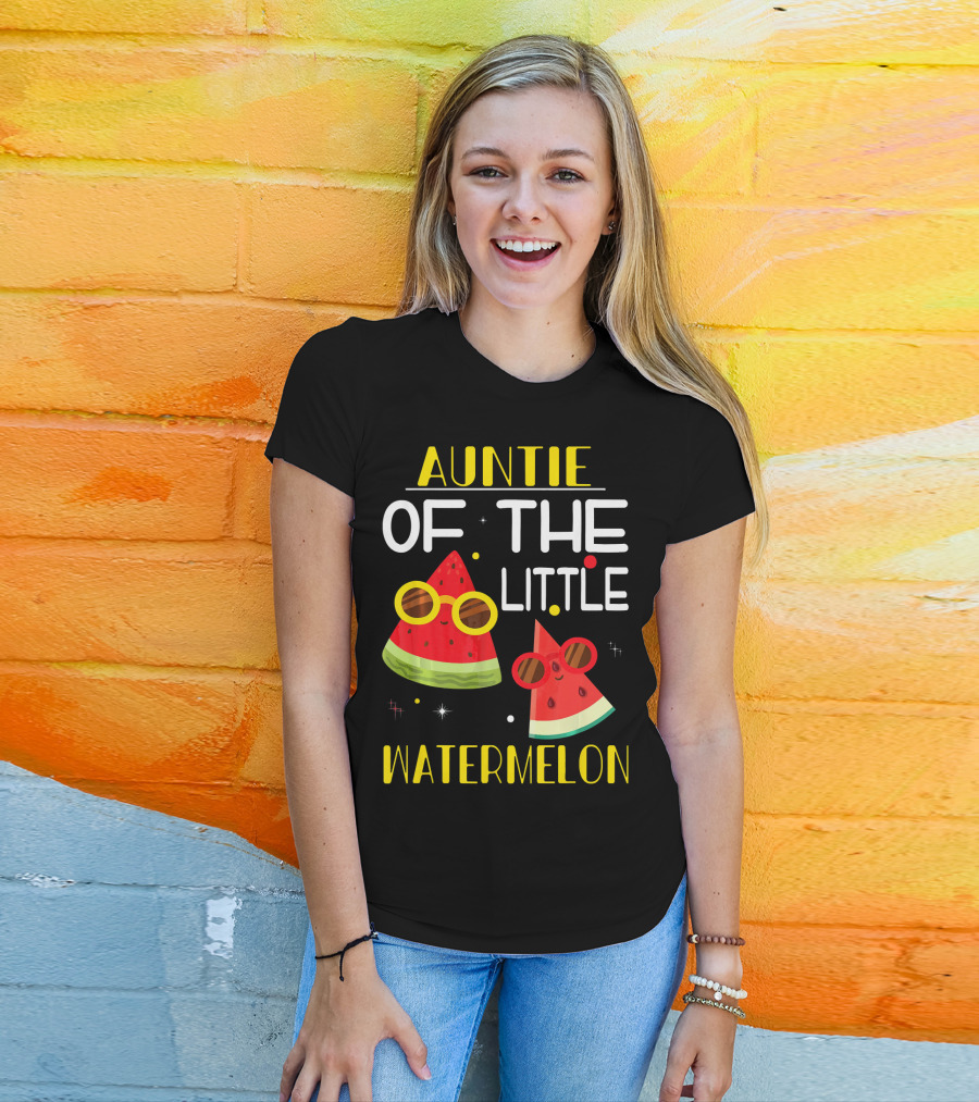 Auntie Of The Little Watermelon Cute Sunglasses Fun T-Shirt