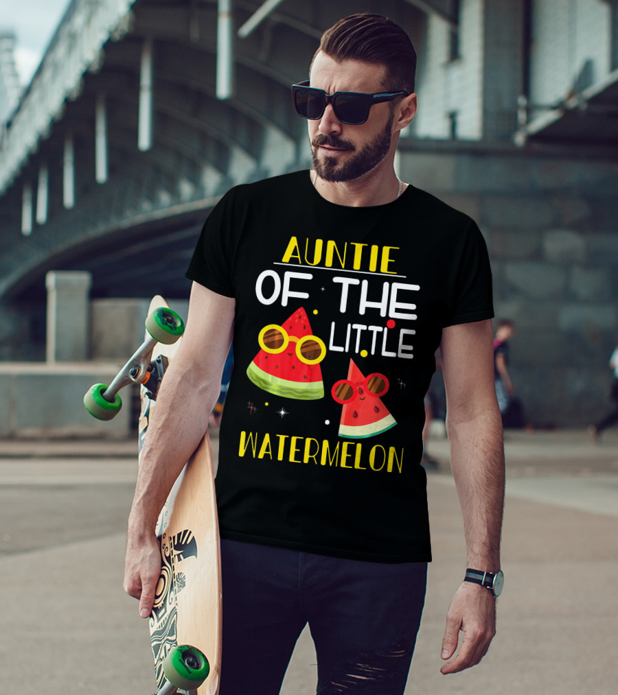 Auntie Of The Little Watermelon Cute Sunglasses Fun T-Shirt