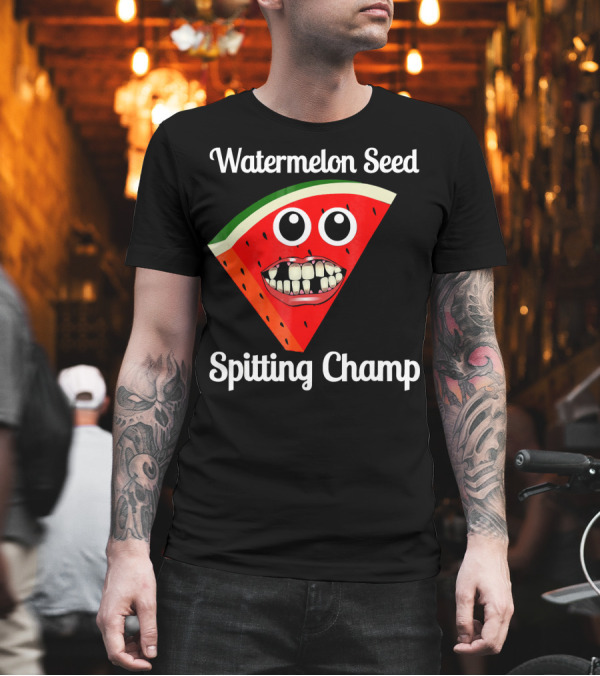 Watermelon Seed Spitting Champ Funny Cartoon Face T-Shirt Watermelon Seed Spitting Champ Funny Cartoon Face T-Shirt