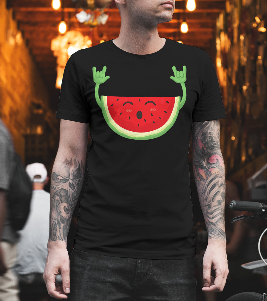 Rockin' Dancing Watermelon With Raised Hands T-Shirt