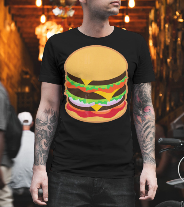 Funny Hamburger Barbecue BBQ Griller Double Cheeseburger T-Shirt Funny Hamburger Barbecue BBQ Griller Double Cheeseburger T-Shirt