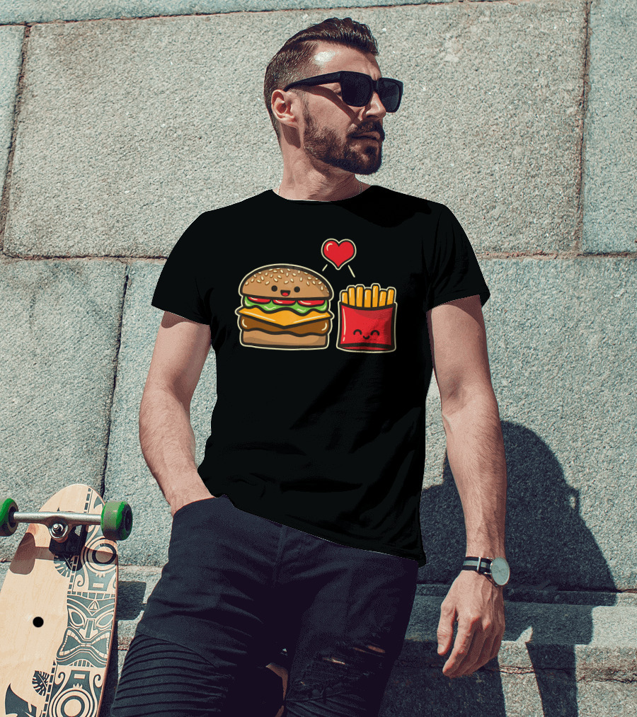Burger And Fries Love Food T-Shirt