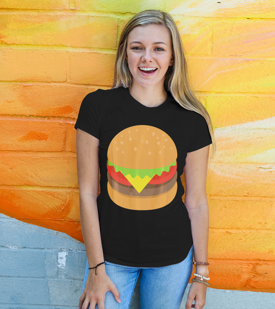 Emoji Hamburger Cheeseburger Lettuce Tomato Cheese Burger T-Shirt
