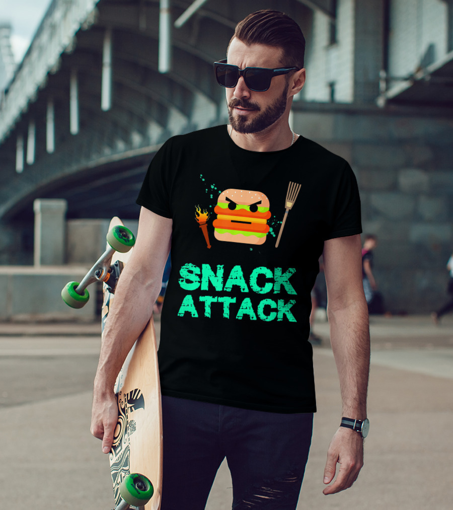 Snack Attack Burger Funny Food Snacks T-Shirt