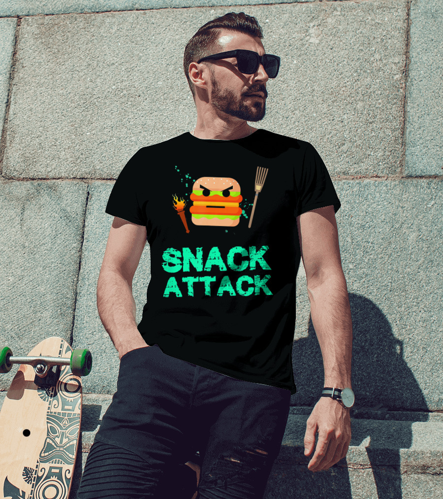 Snack Attack Burger Funny Food Snacks T-Shirt