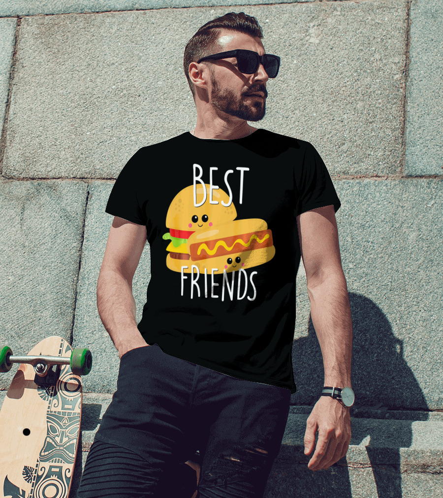 Best Friends Hot Dog And Burger Matching Duo T-Shirt