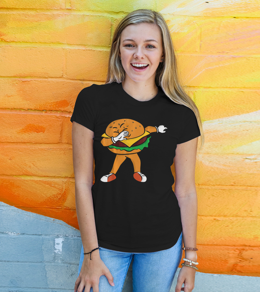 Dabbing Cheeseburger Character Dance T-Shirt