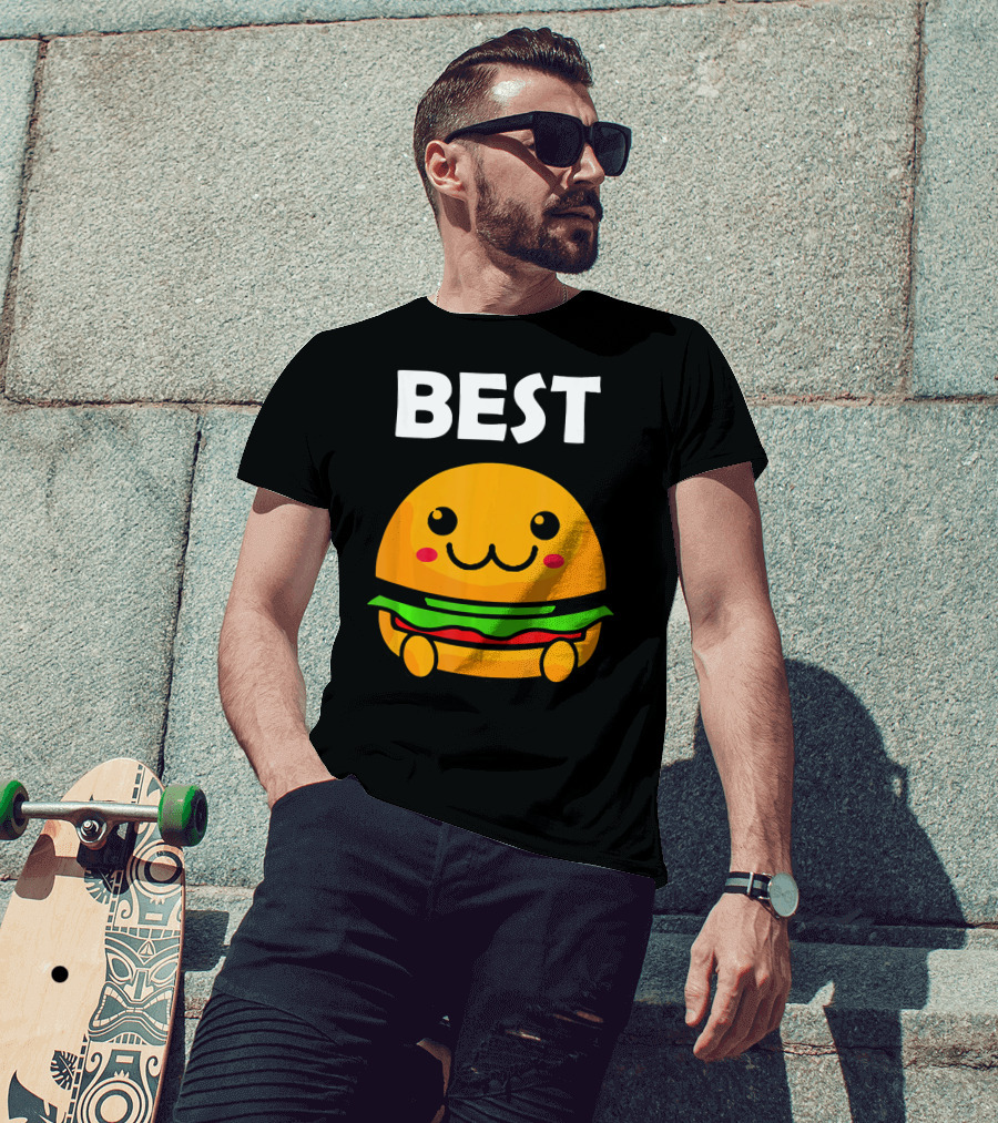 Burger Matching Fries Best Friend Novelty Best Cute Kawaii Face T-Shirt