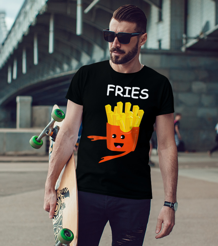 Funny Burger FRIES Matching Couples Vale Playful Cartoon T-Shirt