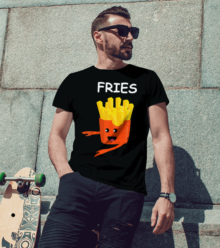 Funny Burger FRIES Matching Couples Vale Playful Cartoon T-Shirt