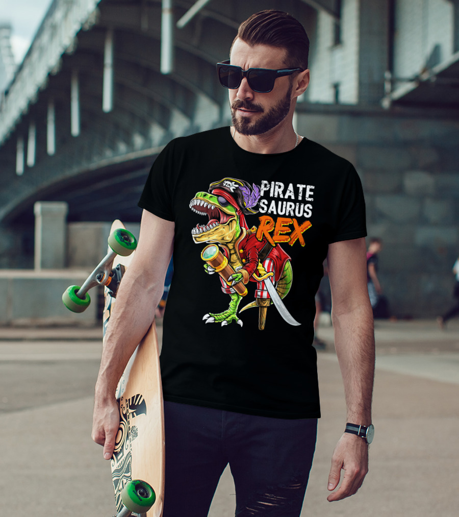 Pirate Saurus Rex Dinosaur Pirate Hat T-Shirt