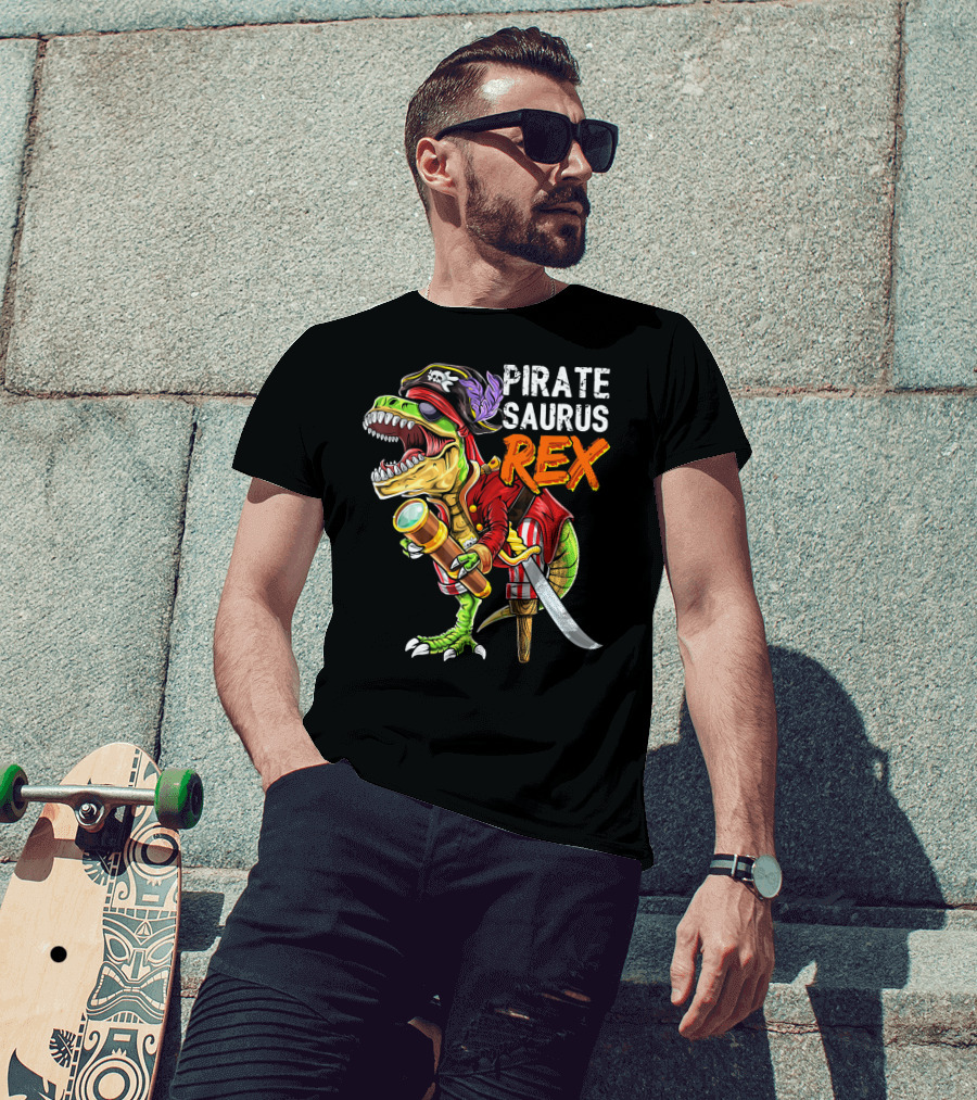 Pirate Saurus Rex Dinosaur Pirate Hat T-Shirt