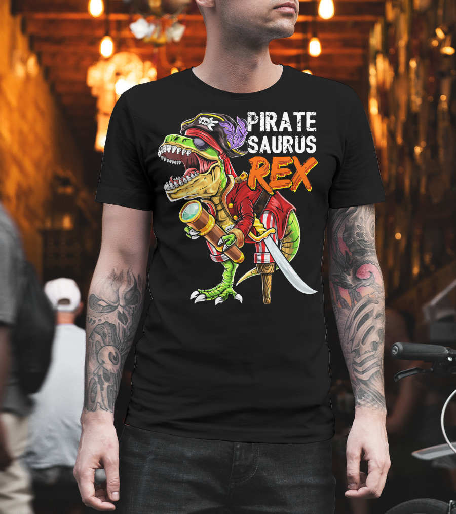 Pirate Saurus Rex Dinosaur Pirate Hat T-Shirt