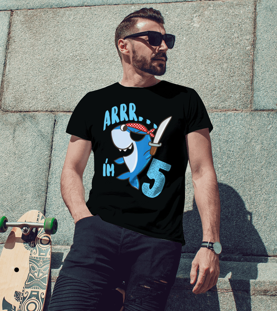 ARRR I'm 5 Boys Shark Pirate Birthday Idea T-Shirt
