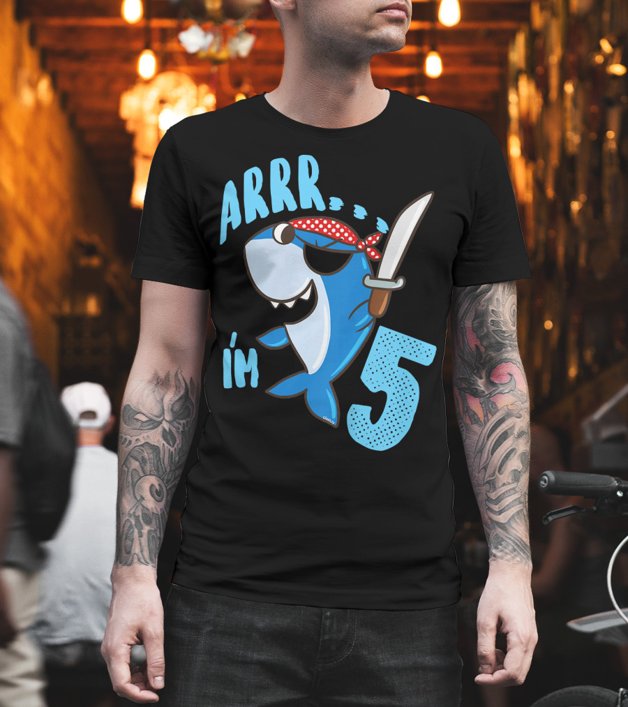 ARRR I'm 5 Boys Shark Pirate Birthday Idea T-Shirt