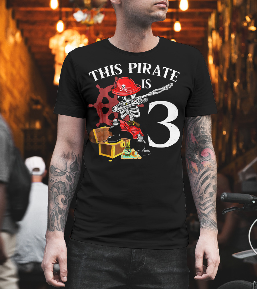 This Pirate Is 3 Funny Dabbing Pirate Birthday T-Shirt