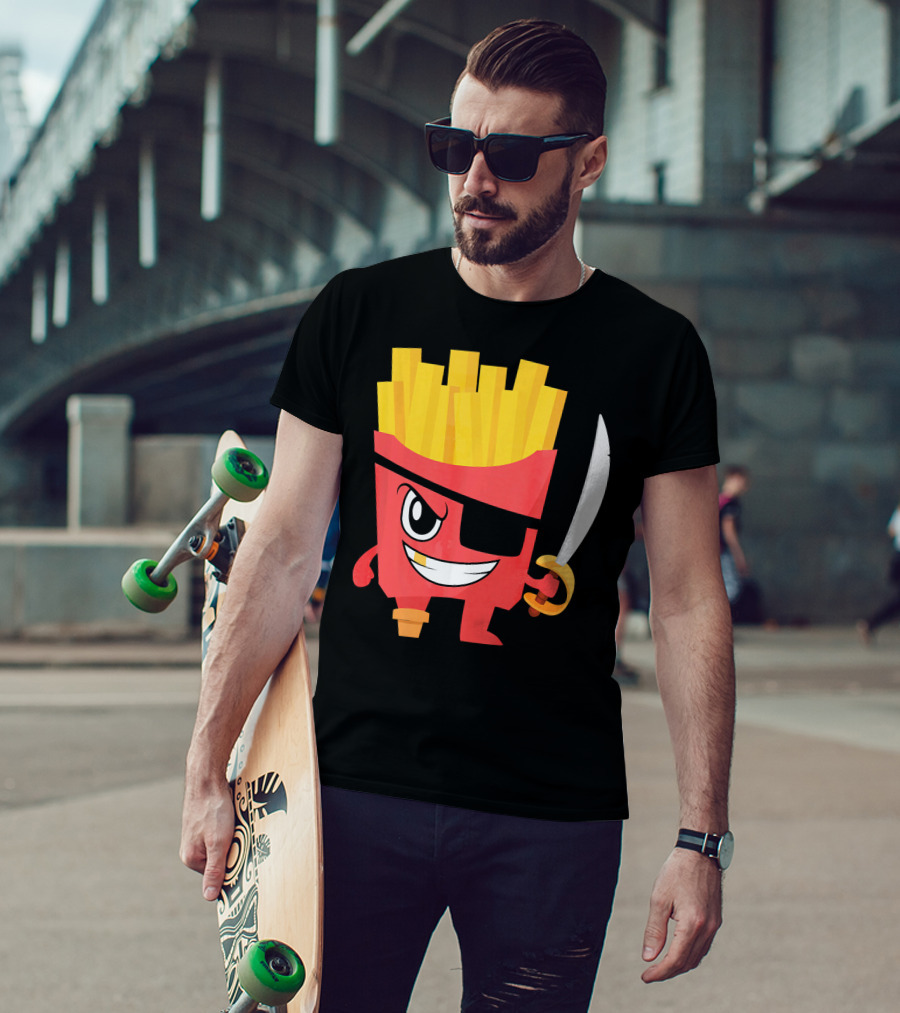 Pirate French Fry Box With Eyepatch And Sword T-Shirt