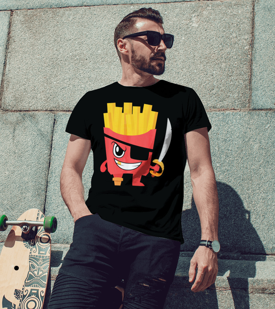 Pirate French Fry Box With Eyepatch And Sword T-Shirt