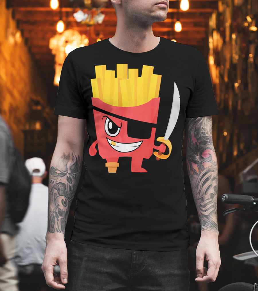 Pirate French Fry Box With Eyepatch And Sword T-Shirt