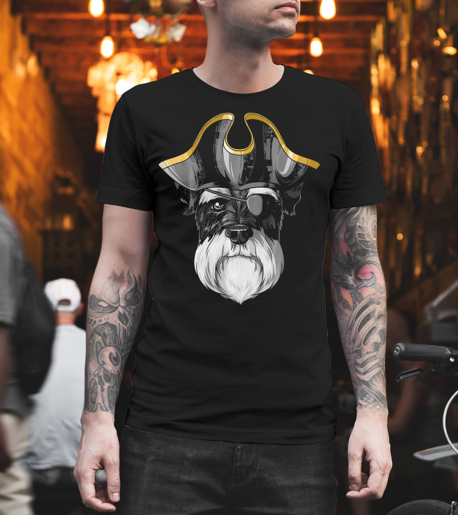 Pirate Schnauzer with Eyepatch and Pirate Hat T-Shirt