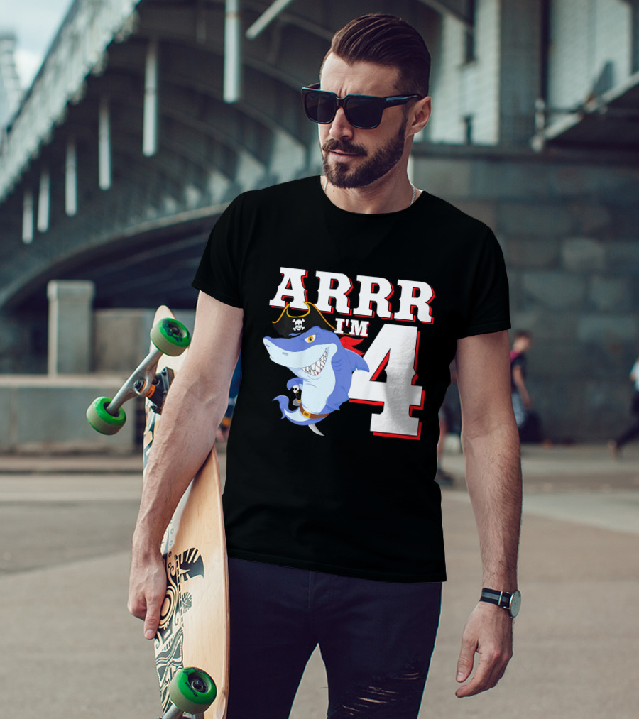 ARRR I'm 4 Kids Pirate Shark Birthday T-Shirt