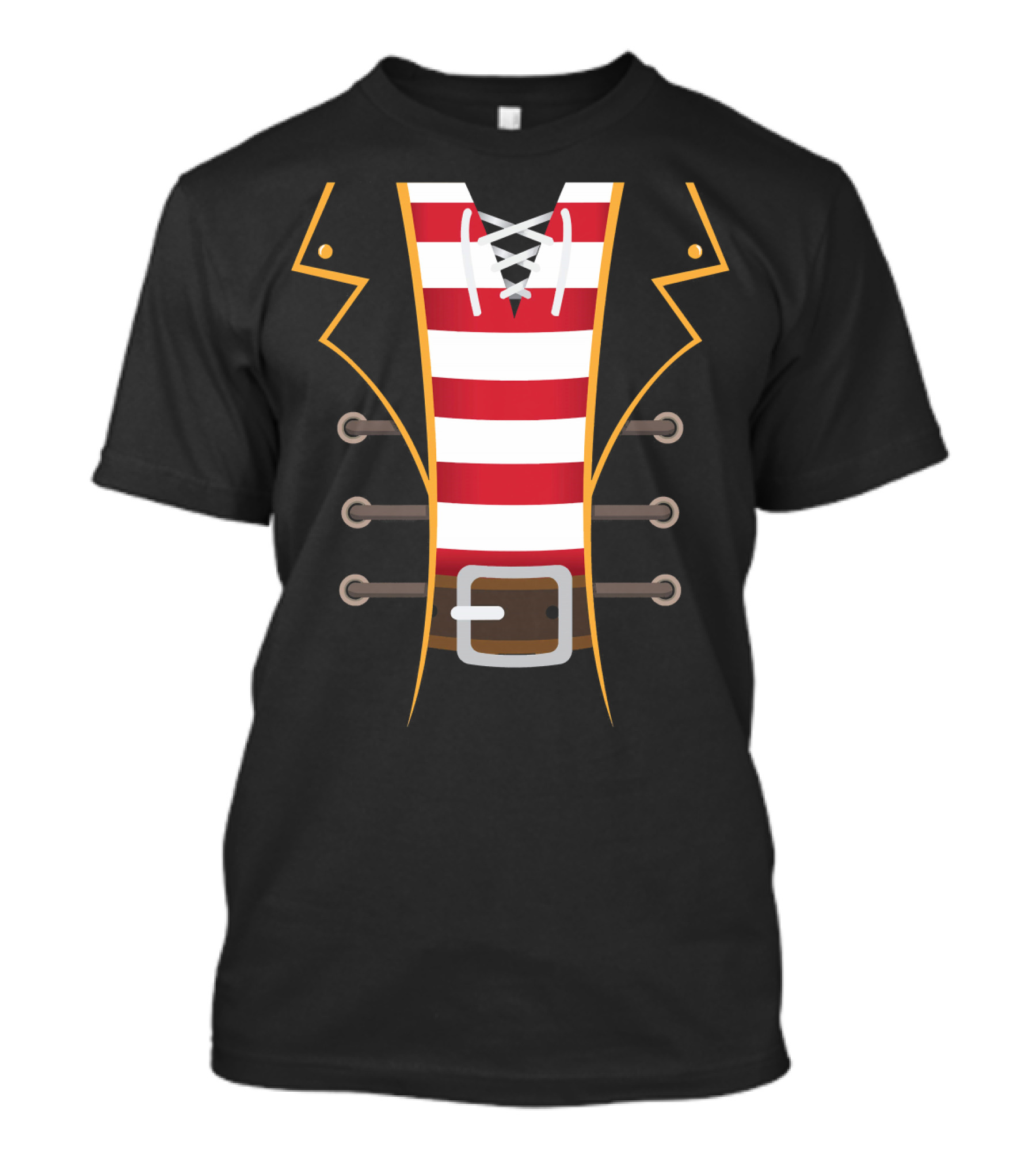 Pirate Buccaneer Novelty Diy Costume Striped Shirt Belt T-Shirt