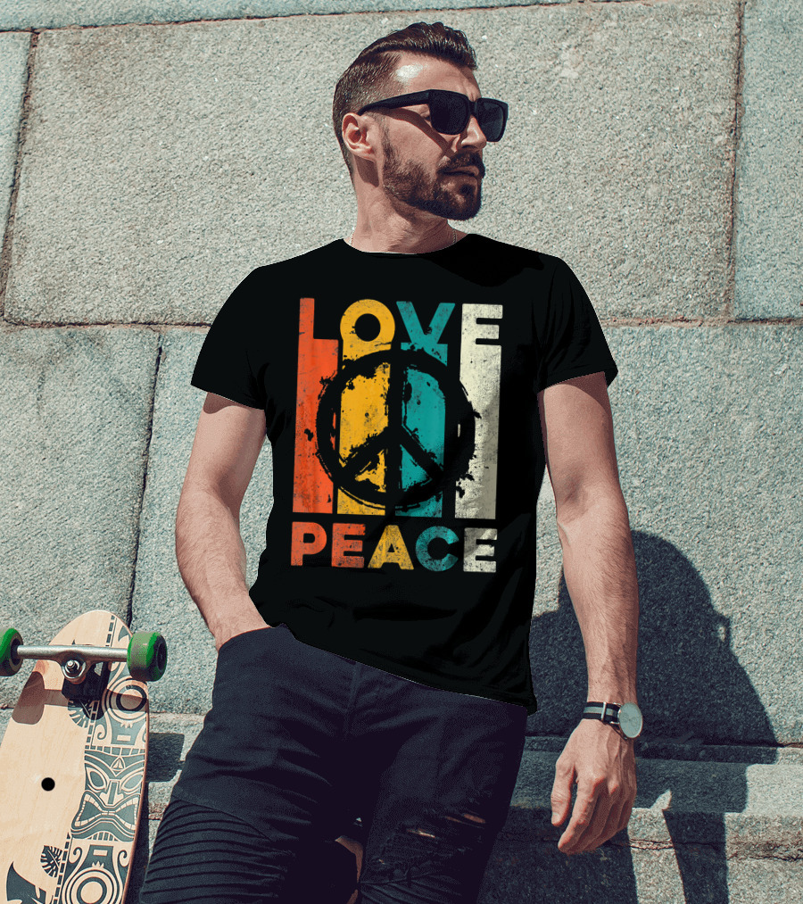 Love Peace Retro 60s 70s Vibe With Tie Dye Peace Sign T-Shirt