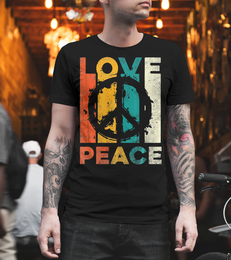 Love Peace Retro 60s 70s Vibe With Tie Dye Peace Sign T-Shirt