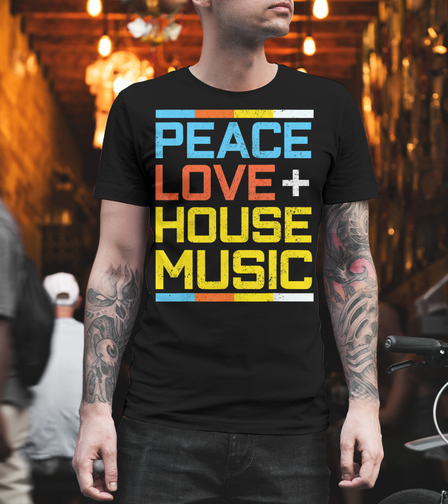 Peace Love House Music Vintage Retro T-Shirt