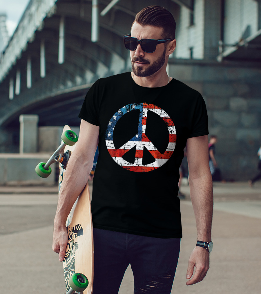 Peace Sign American Flag USA Peac T-Shirt