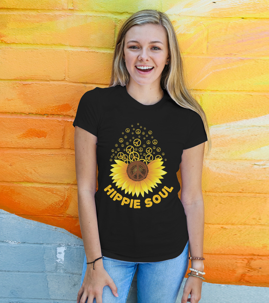 Hippie Soul Sunflower Peace Signs T-Shirt