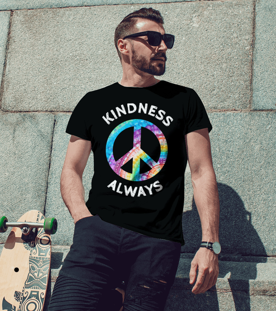 Kindness Always Tie Dye Peace Sign T-Shirt