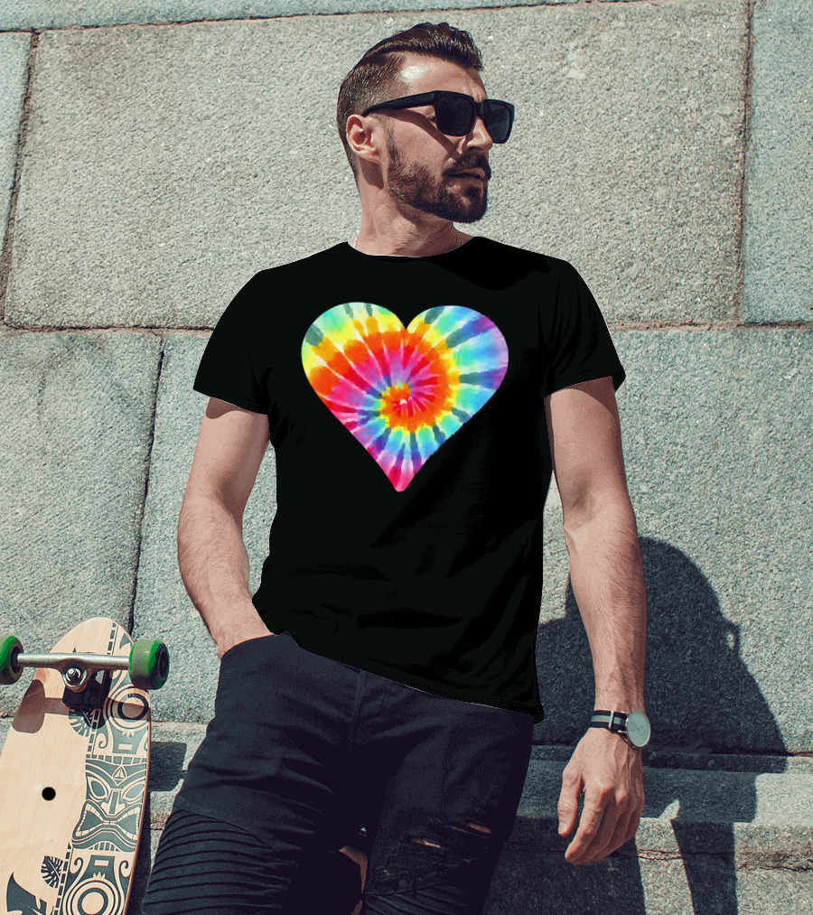 Tie Dye Hippie Heart Peace Spiral Rainbow Heart T-Shirt