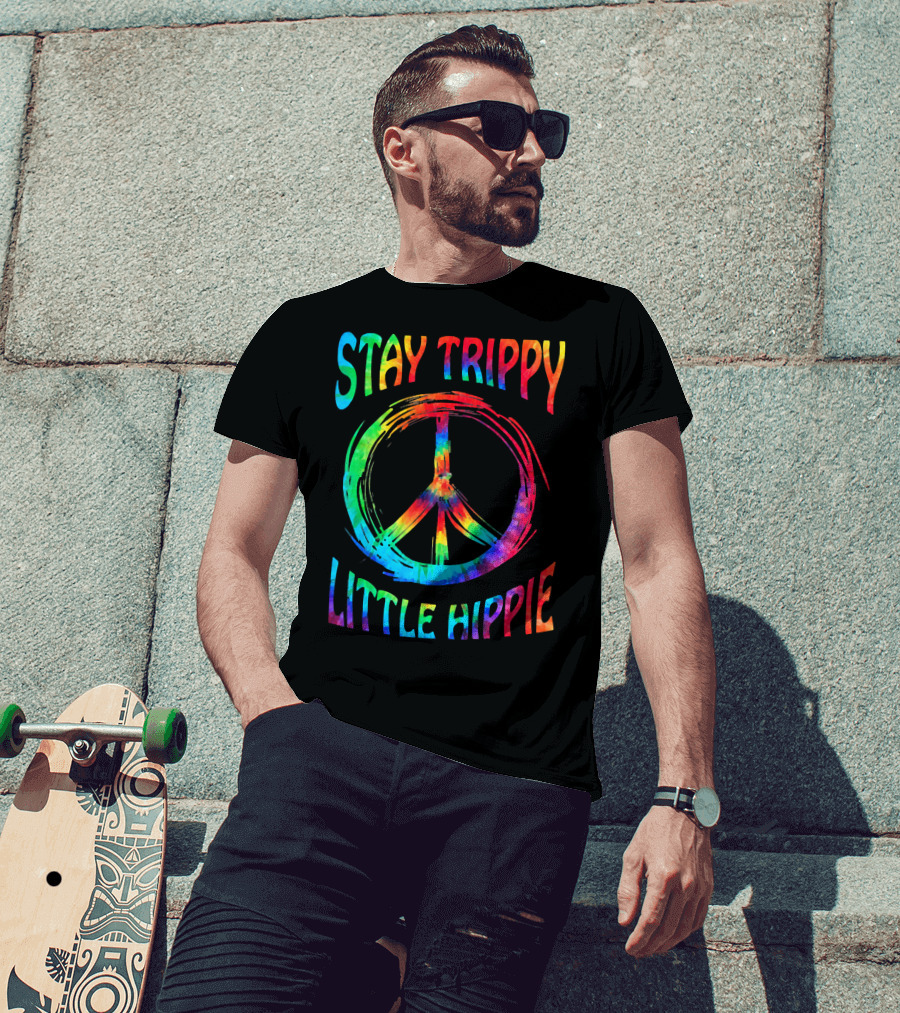 Stay Trippy Little Hippie Peace Day Rainbow Peace T-Shirt