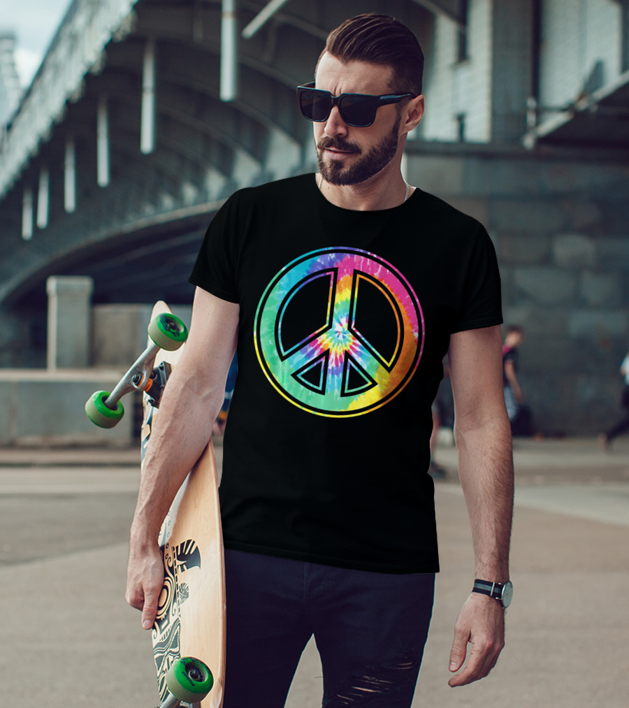Tie Dye Peace Sign Rainbow Colors T-Shirt