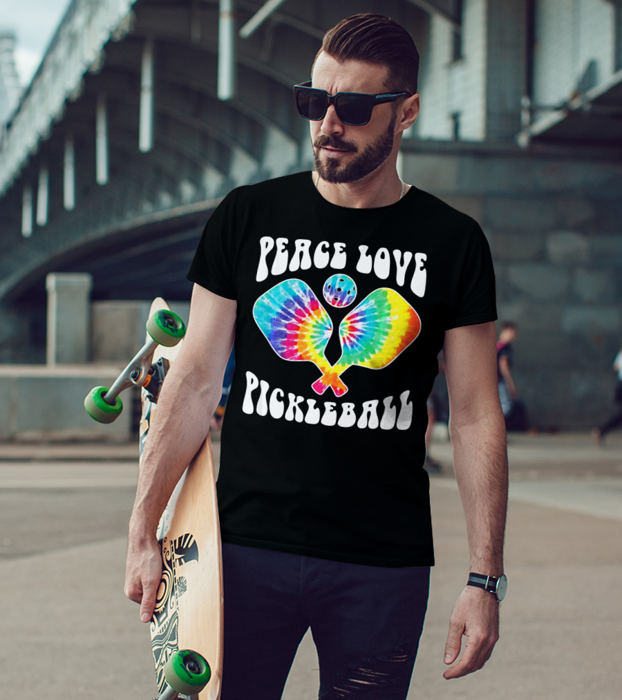 Peace Love Pickleball Vintage Tie Dye Paddles T-Shirt