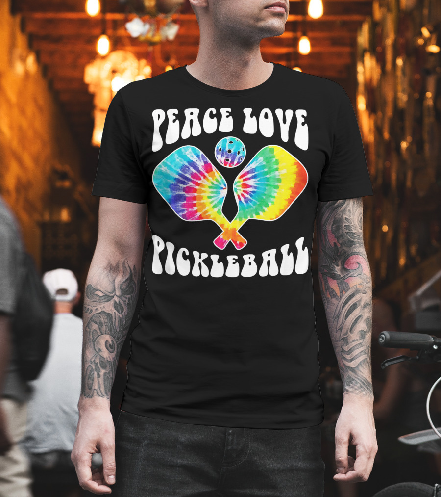 Peace Love Pickleball Vintage Tie Dye Paddles T-Shirt