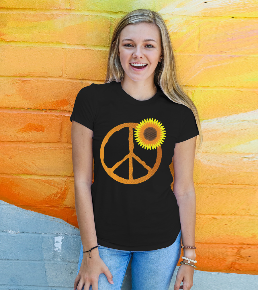 Sunflower Peace Sign Hippie Groov Flower T-Shirt
