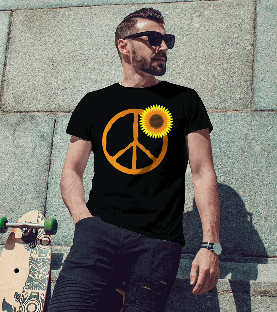 Sunflower Peace Sign Hippie Groov Flower T-Shirt