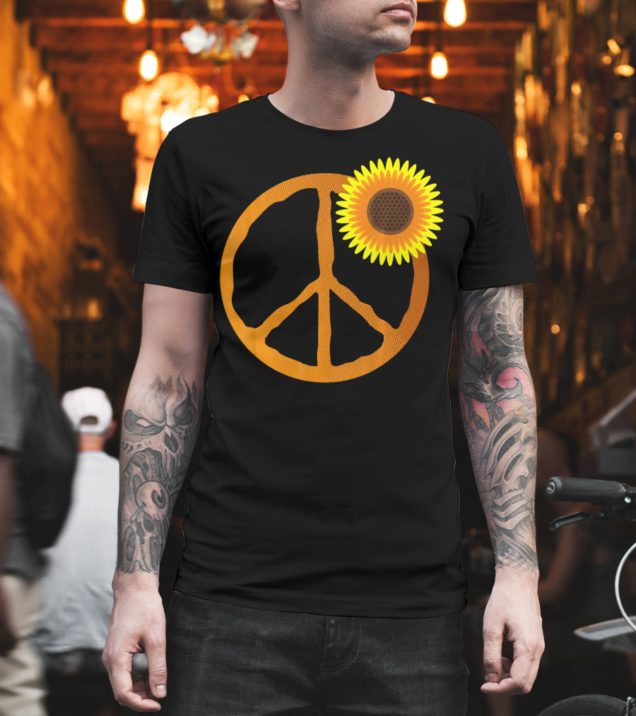 Sunflower Peace Sign Hippie Groov Flower T-Shirt