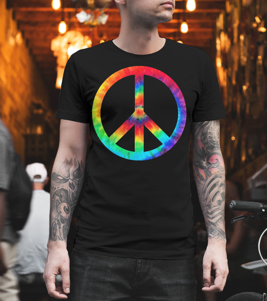 PEACE SIGN Tie Dye Rainbow Hippies T-Shirt