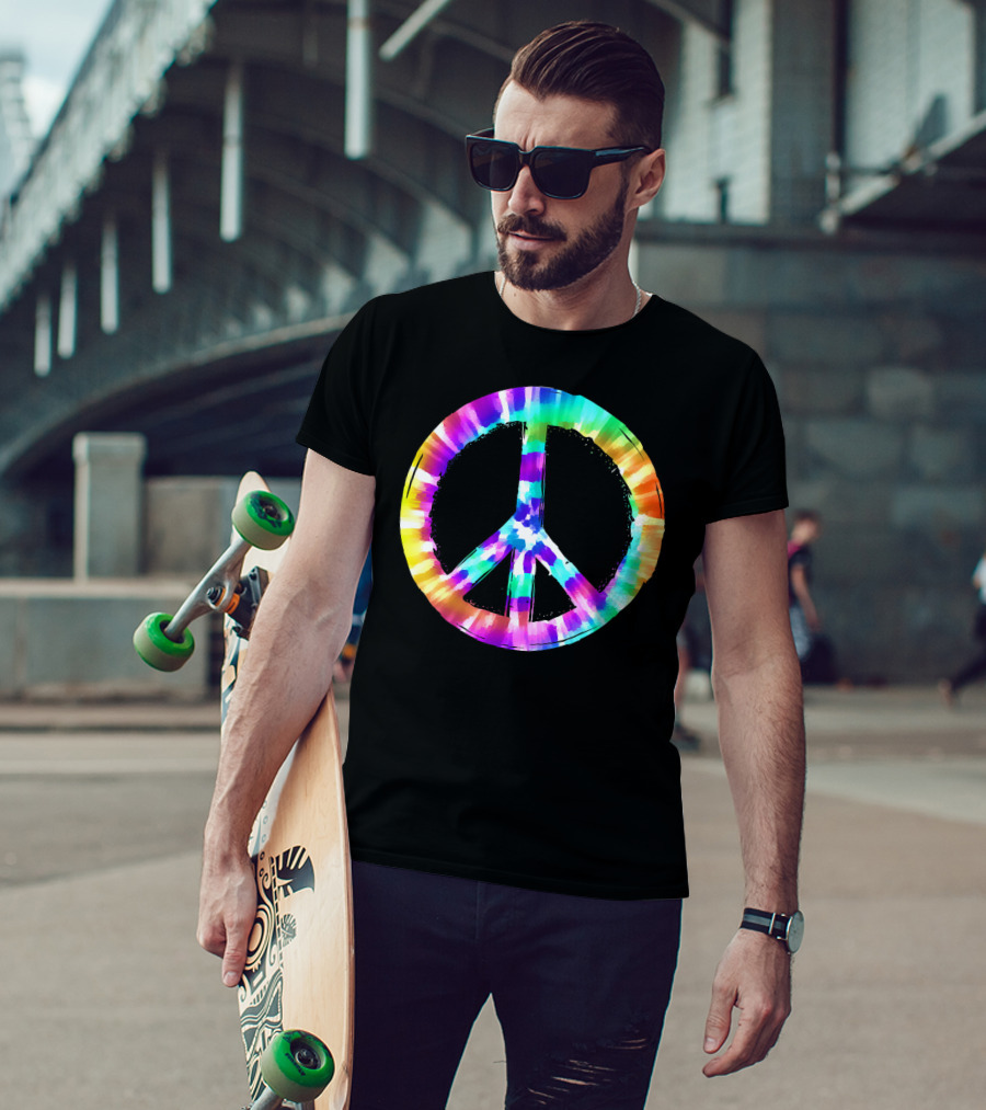 Colorful Tie Dye Peace Sign Vibrant T-Shirt