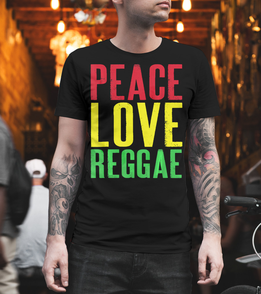 Peace Love Reggae Jamaican Colors T-Shirt