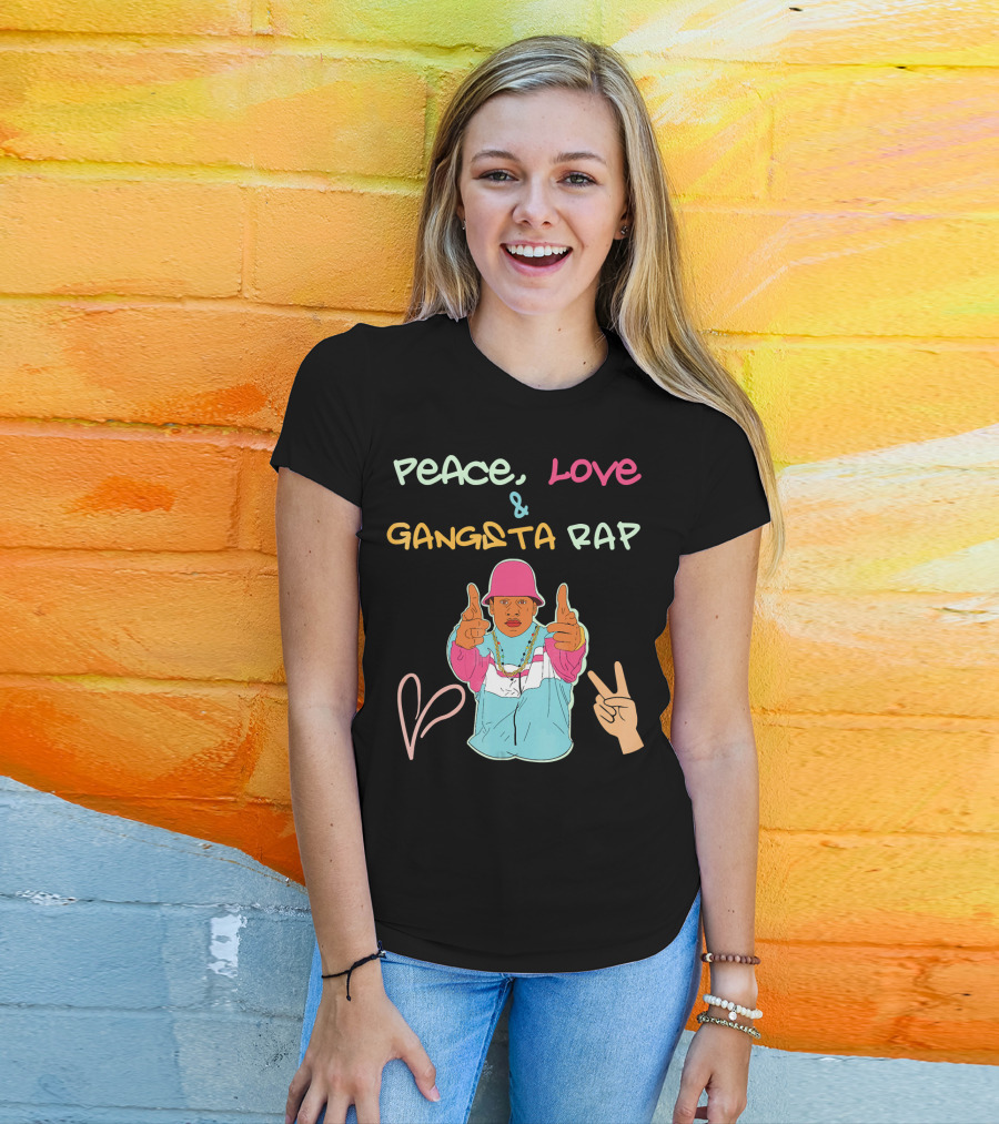 Peace Love And Gangsta Rap Hippy Hiphop Unis T-Shirt