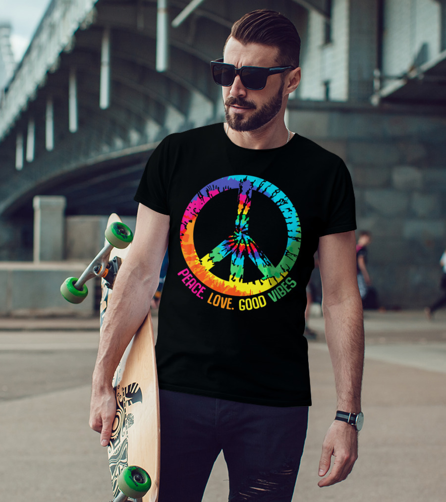 Tie Dye Peace Sign Love Good Vibes T-Shirt