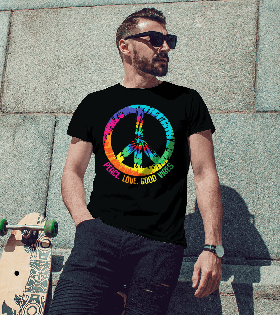 Tie Dye Peace Sign Love Good Vibes T-Shirt