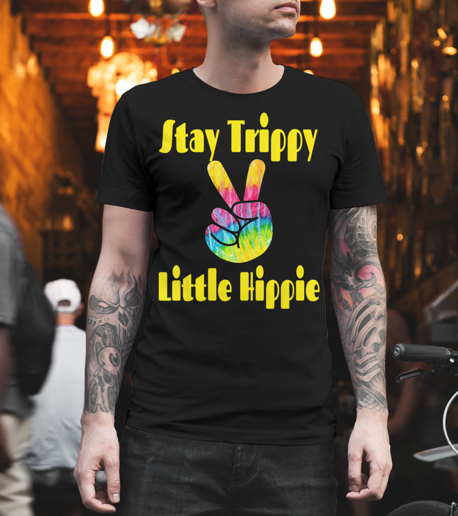 Stay Trippy Little Hippie Tie-Dye Peace Sign Retro T-Shirt